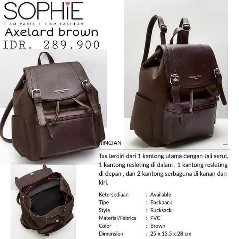  Tas  Ransel  Axelard Brown Sophie  Martin  Shopee Indonesia