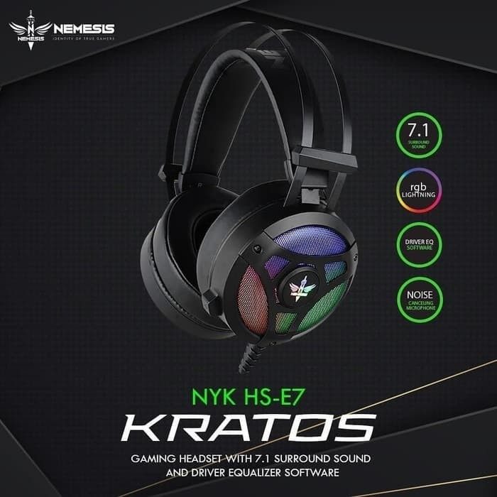 Headset Gaming NYK HS-E7 Kratos RGB 7.1 Surround Sound