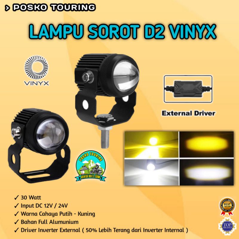 Lampu Tembak Sorot LED VINYX D2 Motor Mobil 30Watt