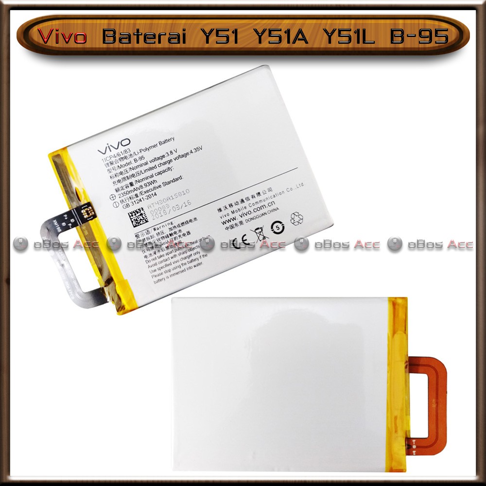 Baterai Vivo Y51 Y51A Y51L B-95 B95 Original Batre Batrai