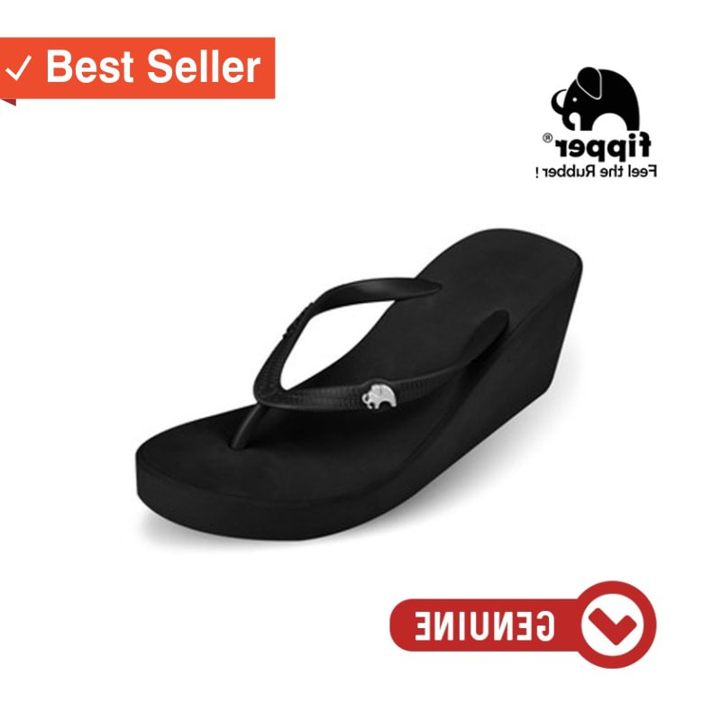 SANDAL WANITA KAKI MURAH / Fipper Wedges Black
