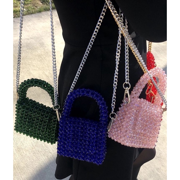 Shine bag | tas mote | tas manik | tas akrilik | tas wanita | pearl bag | tas mutiara | beaded bag