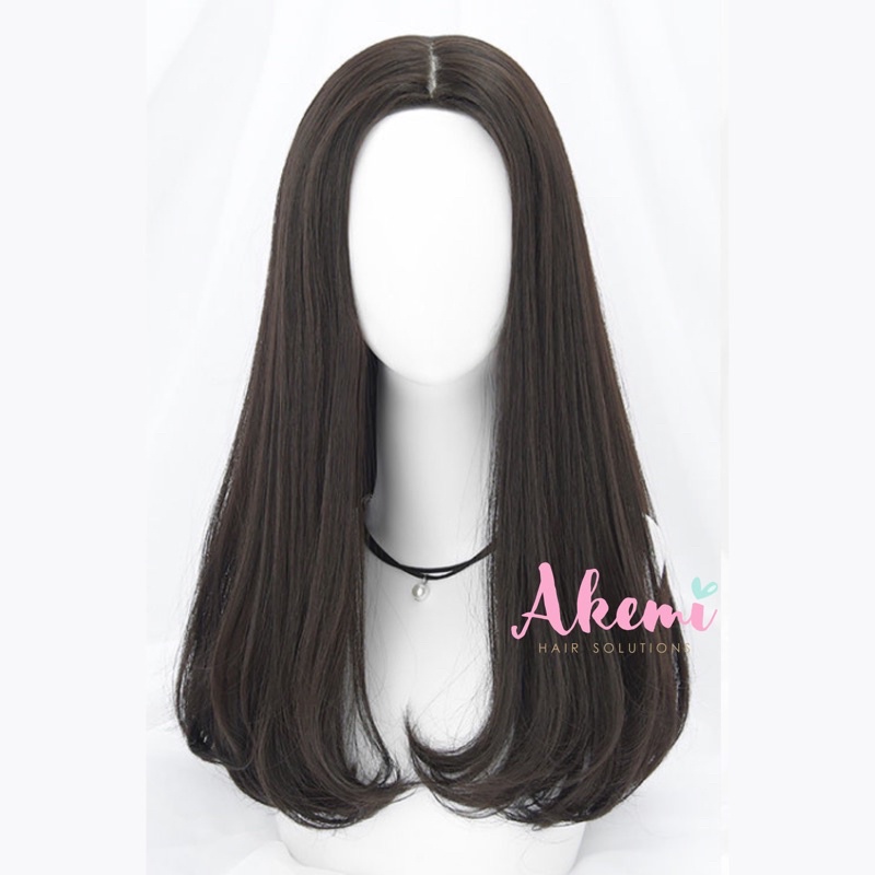 Rambut Palsu Wanita - Wig tanpa Pony / Belahan Tengah - Lurus Panjang Sedada