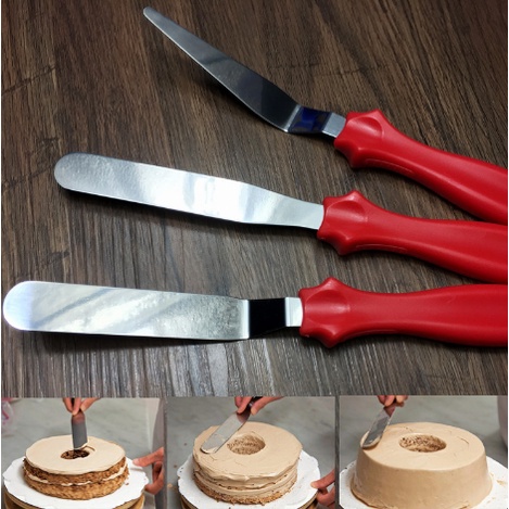 Spatula Buttercream 1 Set 3 pcs / Spatula Poles Buttercream Dekorasi Kue / Spatula Dekor Kue Stainless Steel / Pisau Penghalus Kue - Alat Menghias Kue - Spatula Kue 3 in 1 / Spatula Butter Cream Set 3 Icing Cake Stainless Steel Pisau Dekor Kue Stenliss