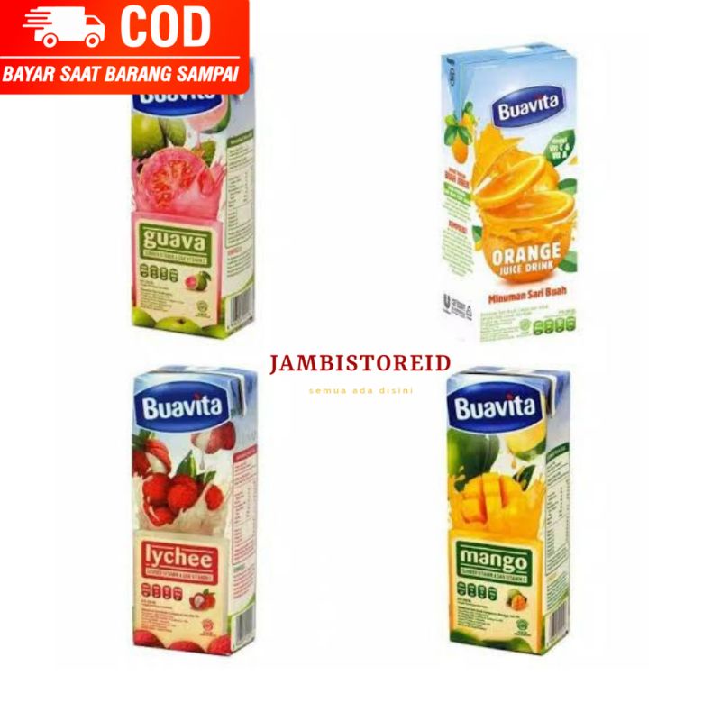 

(JAMBISTOREID) JAMBI LANGSUNG KIRIM Minuman Jus Buavita 250ml All Varian White Peach Lychee Kemasan Siap Minum Guava Orange Mango White Peach Lychee Apple Apel Jambu Mangga Leci Peach Jeruk Jambi