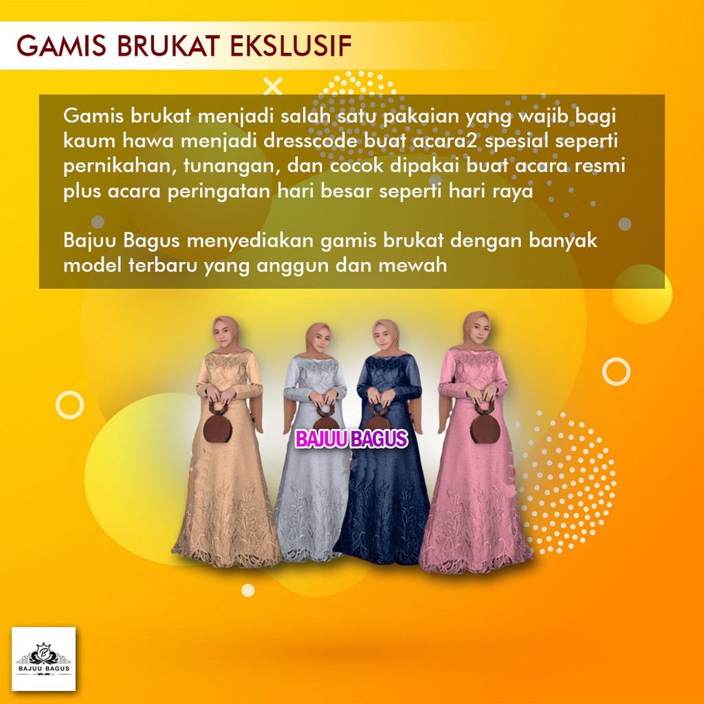 Gamis Brokat Gamis Syari Tille Bordir Bunga Gamis Brukat Gamis Burkat Aura Gown Bajuu Bagus