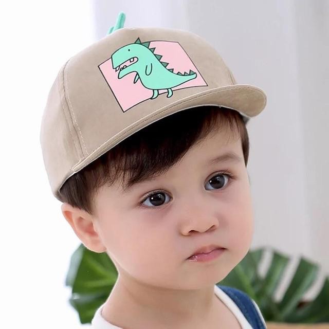 (Kiddiwear) ❤️Topi Anak Laki-laki / Perempuan Motif Kartun Dinosaurus Adjustable-Cream