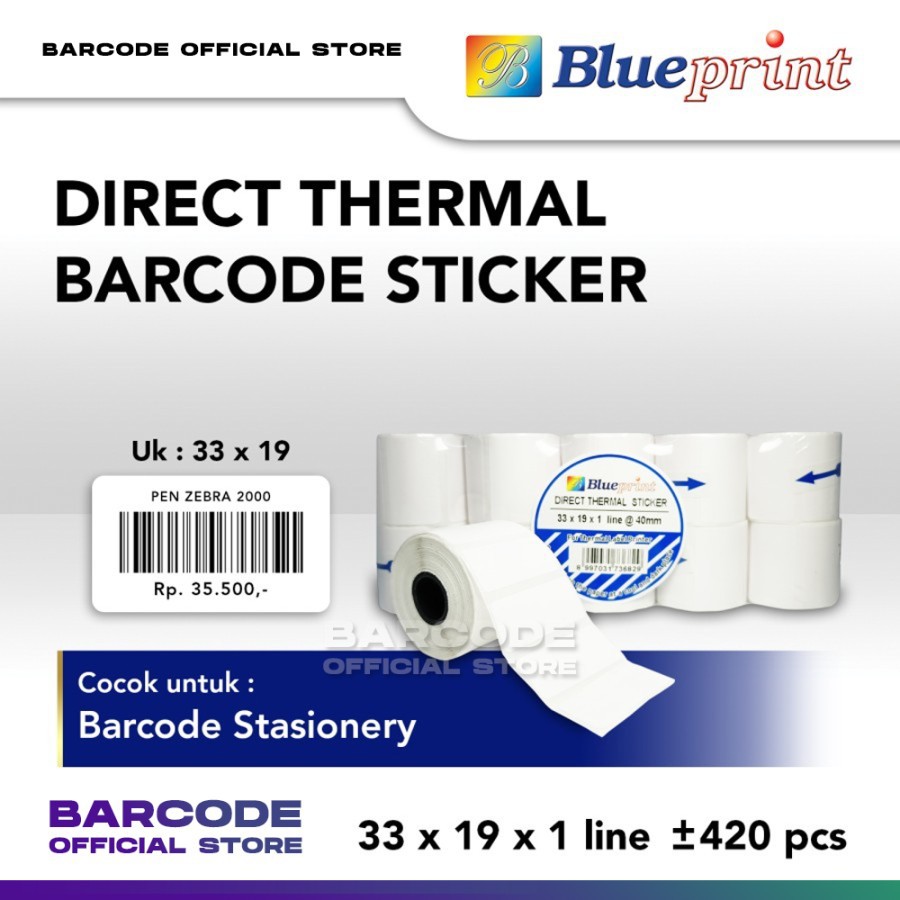 

Stiker Label Printer Bluetooth 33 x 19 mm Thermal 1 Line Diameter 48mm