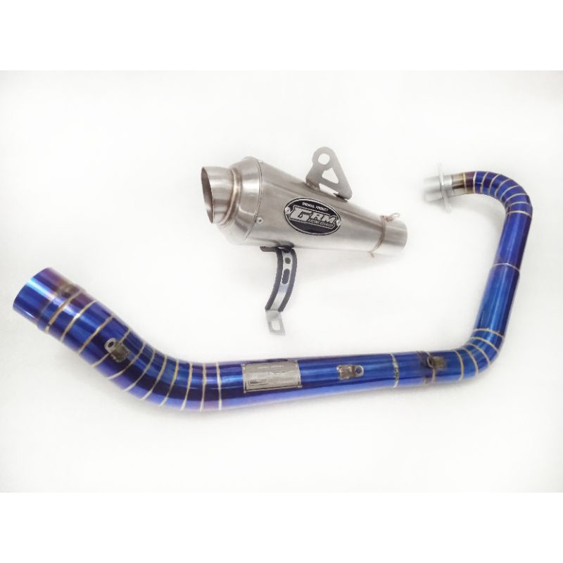 Knalpot Racing Original GRM Racing Exhaust CRF150,KLX150 Bore Up 180-200cc Leher Bluemoon Kolong Baw