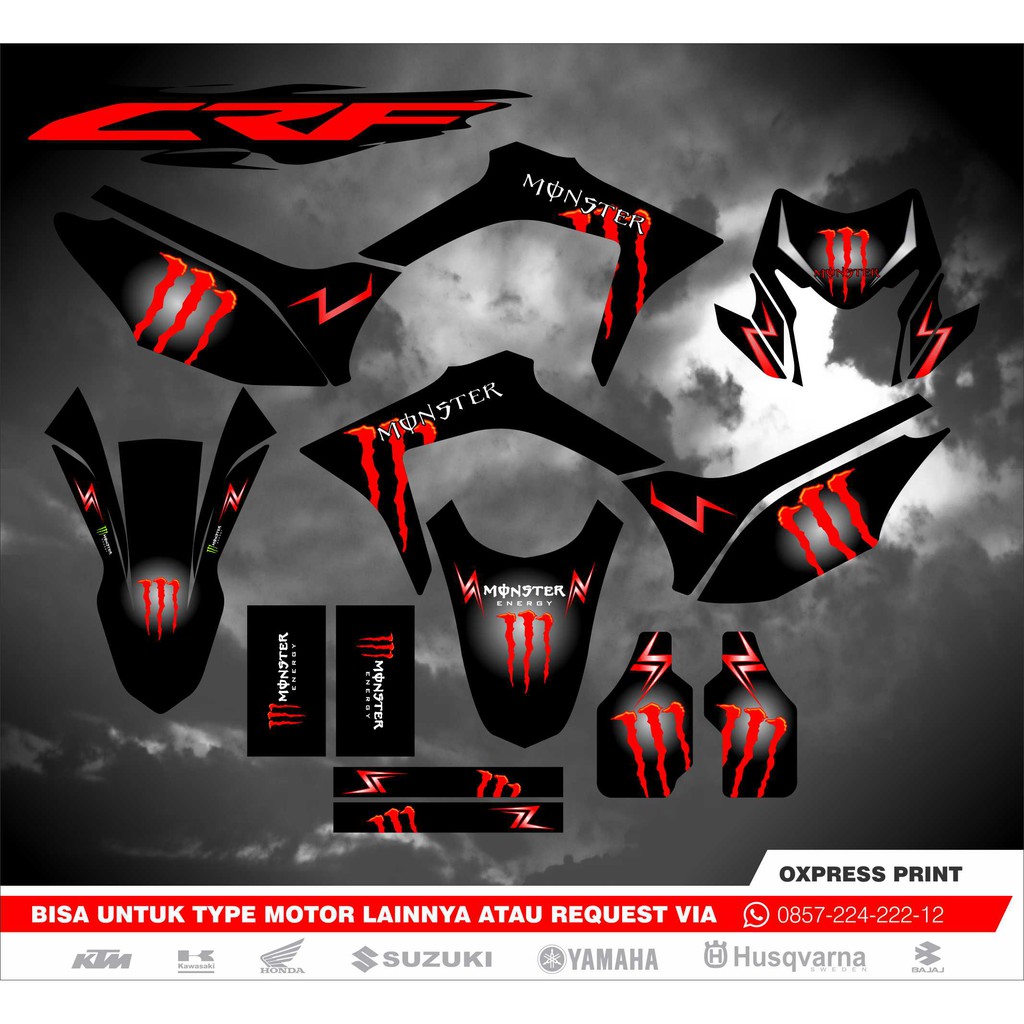 Stiker Decal Honda CRF 150 L Monster Energy Full Body Sticker Custom