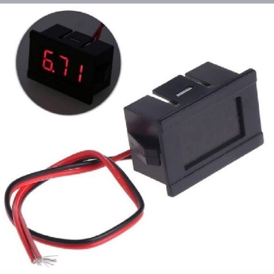 Digita Voltmeter Mini 2 Kabel LED Merah + Frame DC 4.5 - 30vu