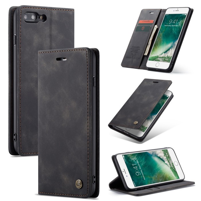 IPHONE 7 PLUS 8 PLUS LEATHER FLIP WALLET CASE DOMPET MAGNETIC COVER