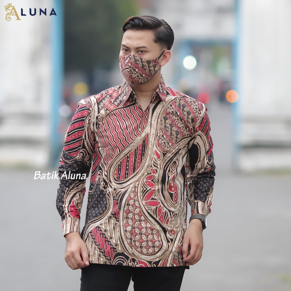 KEMEJA BATIK PRIA LENGAN PANJANG PREMIUM REGULAR KANTOR BATIK ALUNA PCW 080