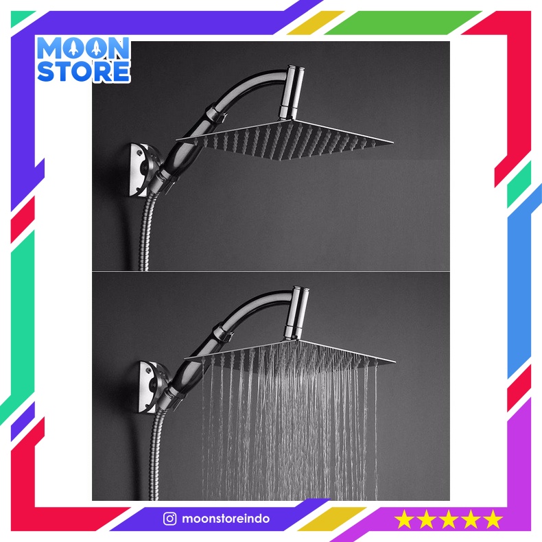 KEPALA SHOWER DENGAN GAGANG BENTUK KOTAK 8 INCH STAINLESS STEEL BATHE PROJECT