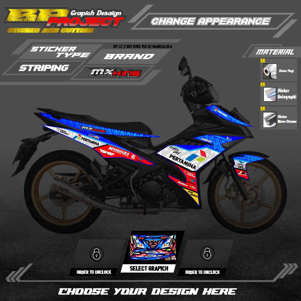 Striping Lis Sticker Vareasi Yamaha MX KING 150 MANDALIKA Striping Vareasi MX KING MANDALIKA PERTAMI