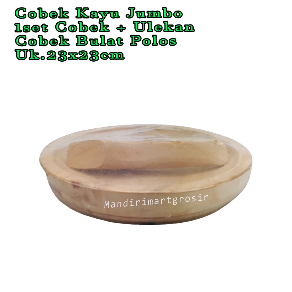 1set Cobek + Ulekan *Cobek Kayu Jumbo * Cobek Bulat Polos * Uk.23x23cm