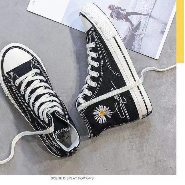 ➥ Sepatu Boots Flat Model Ankle Hidden Daisy TANDA TANGAN Bahan Kanvas Fashion untuk Wanita Import ✴