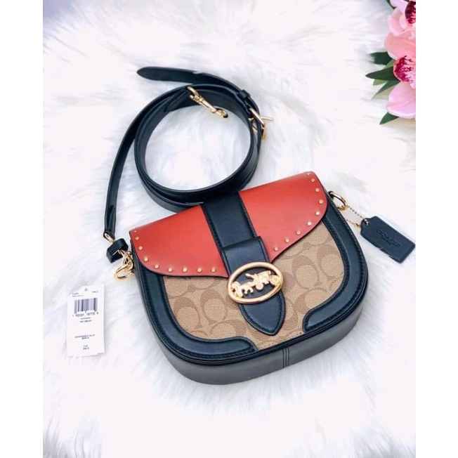 Coach Georgie Saddle crossbody bag Colorblock Terracota Multi