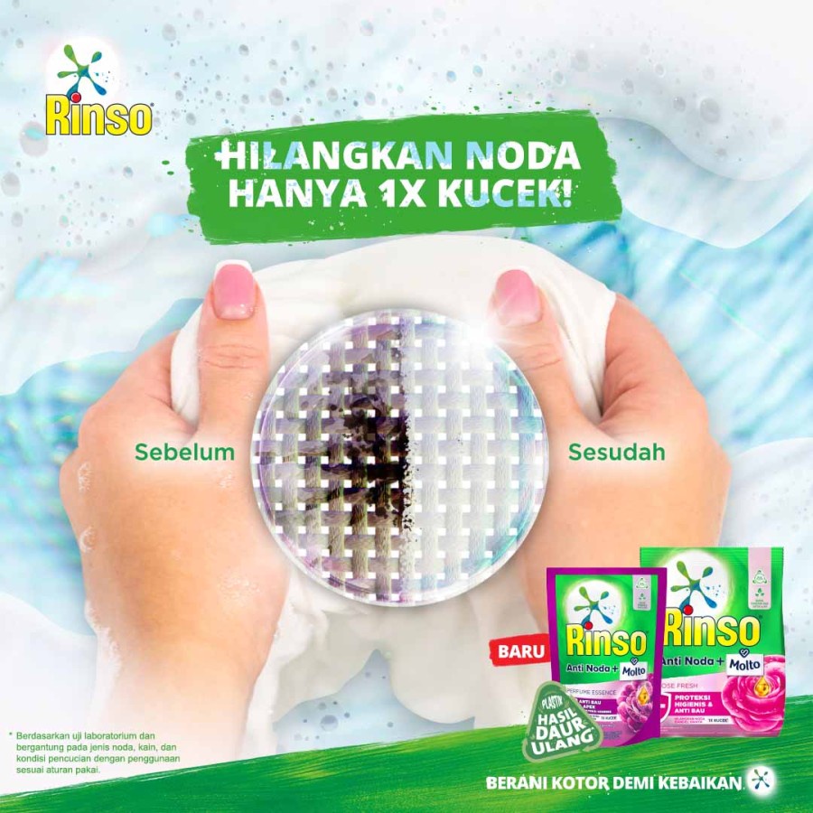 RM01- Rinso Anti Noda+ Molto Classic Fresh Deterjen Bubuk 430 Gram