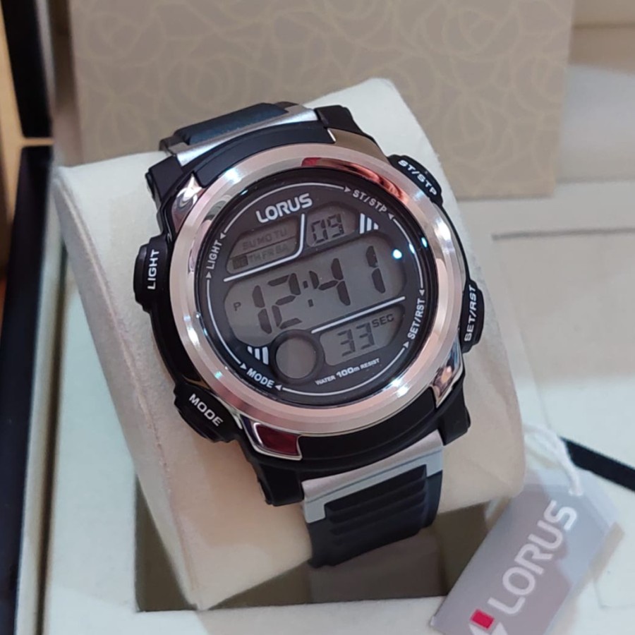 JAM TANGAN PRIA LORUS R2313GX-9 DIGITAL SPORT SILVER BLACK TERBARU ORIGINAL
