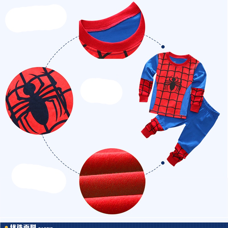 piyama baju anak superhero spiderman pengaturan anak laki laki pakaian anak