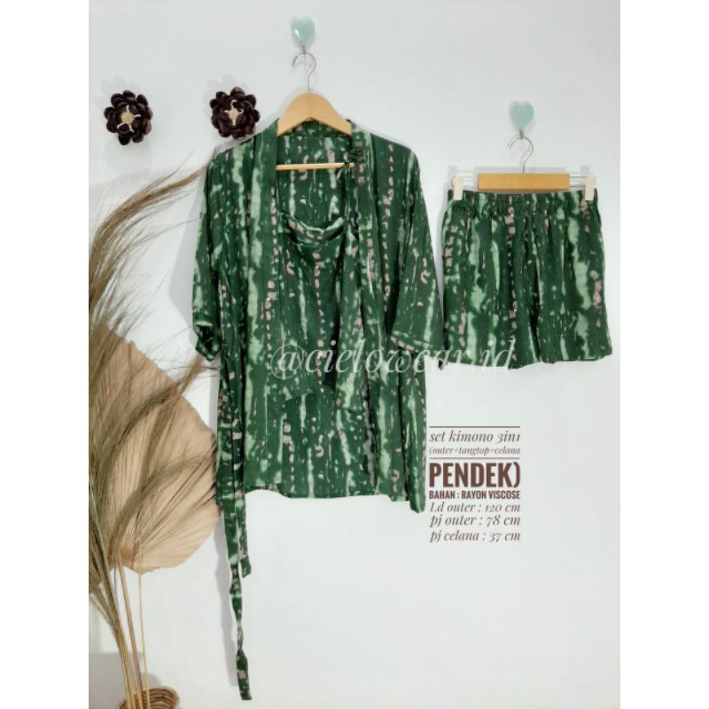 set kimono 3in1 pajamas rayon viscose