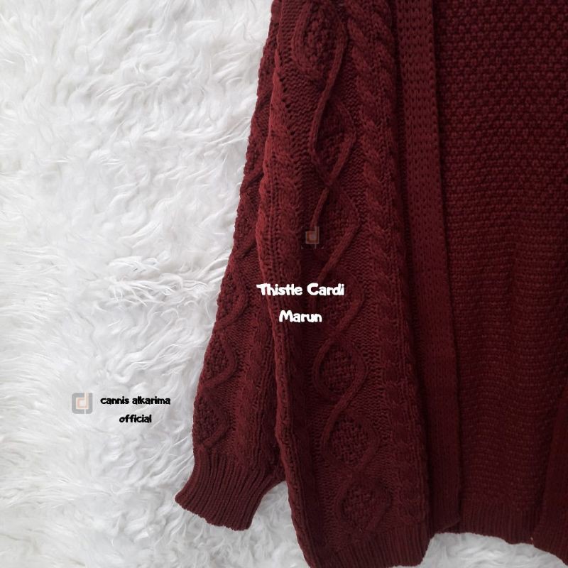 [NEW] Cardigan Cable Thistle Series - Cardigan Rajut Tebal-Cardigan Musim Dingin-Marun