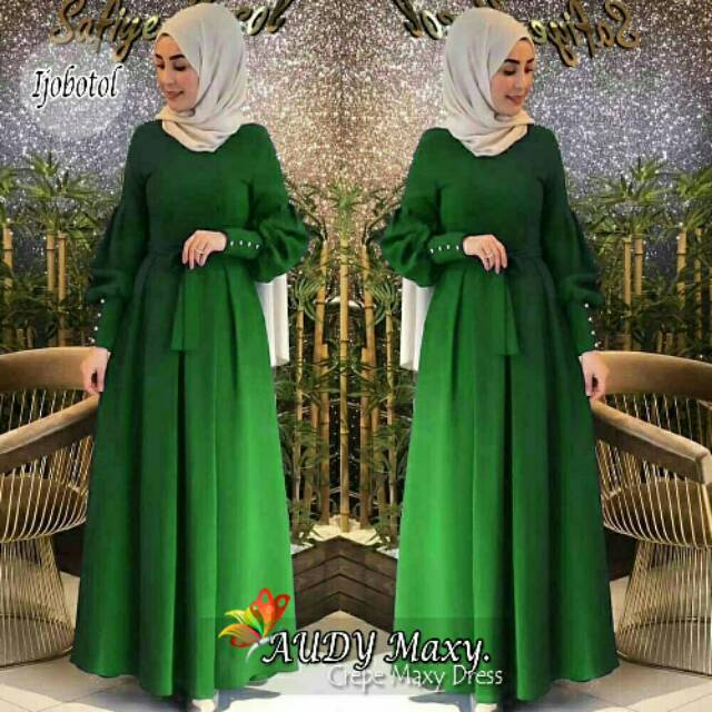 Maxi Maxy Dress Longdress Gamis Moscrepe Audi / Audy