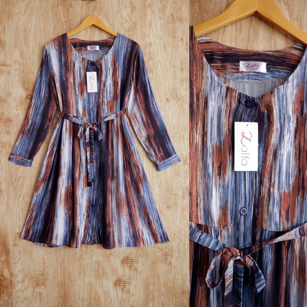 WILONA button tunik by ZALFA OUTFIT / Tunik motif / Tunik wanita murah / Tunik rayon