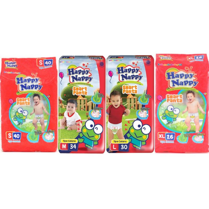 [CELANA] PAMPERS HAPPY NAPPY SMART PANTS S40 M34 L30 XL26 / POPOK CELANA HAPPY NAPPY / DIAPERS HAPPY