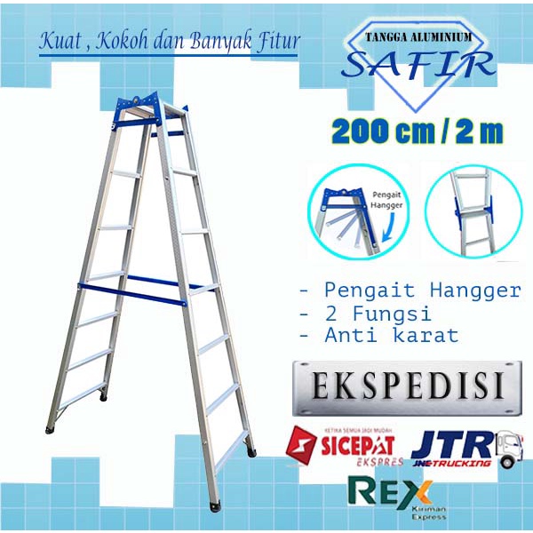 (kargo) Tangga Lipat Aluminium Safir (2 fungsi)