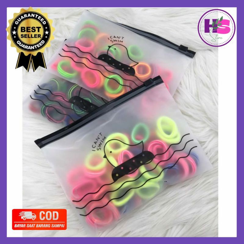 ❤️H_S STORE❤️IKAT RAMBUT KOREA WARNA WARNI/1 POUCH ISI 50 PCS