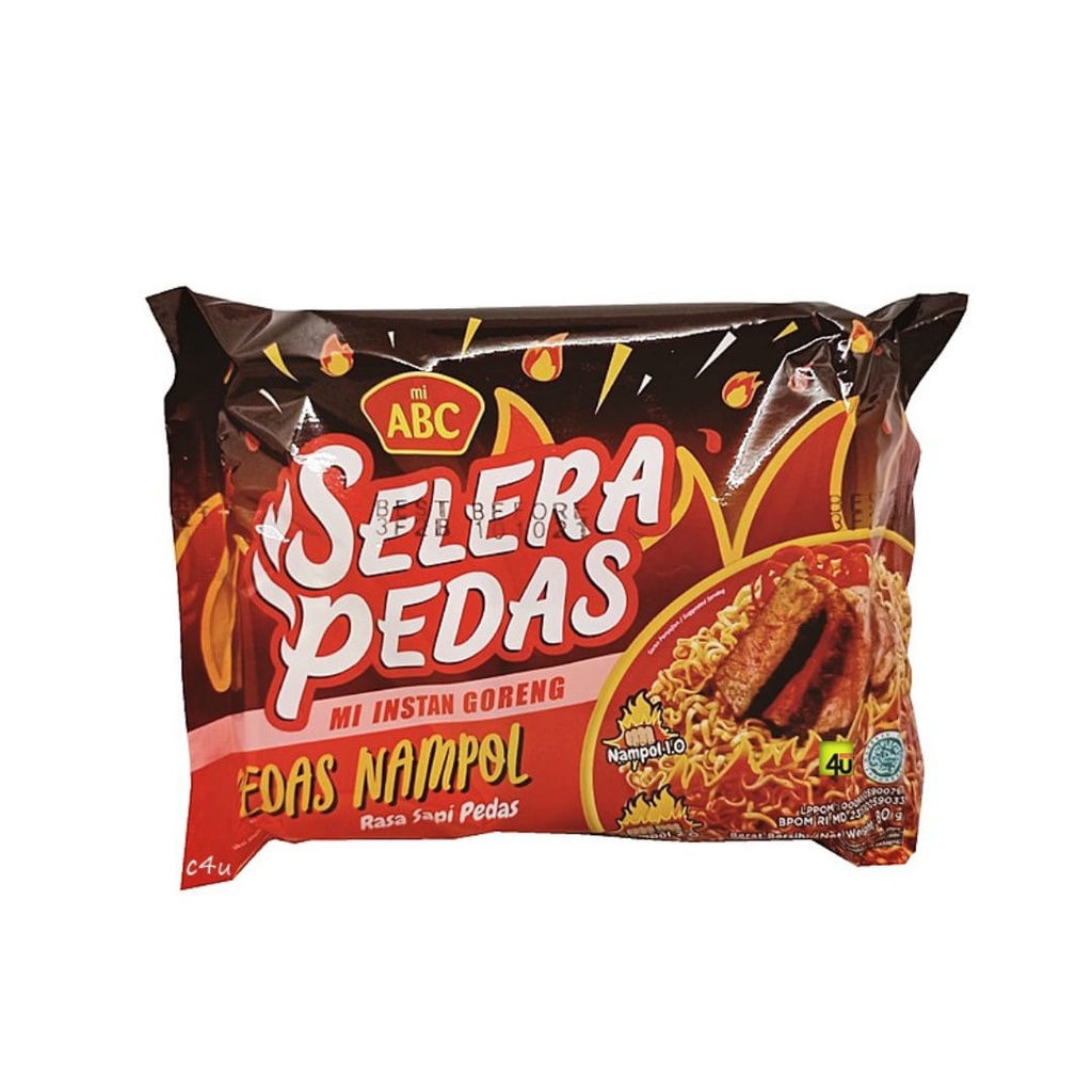 

ABC Selera Pedas Mie instan Pedas Nampol - Netto 70gr