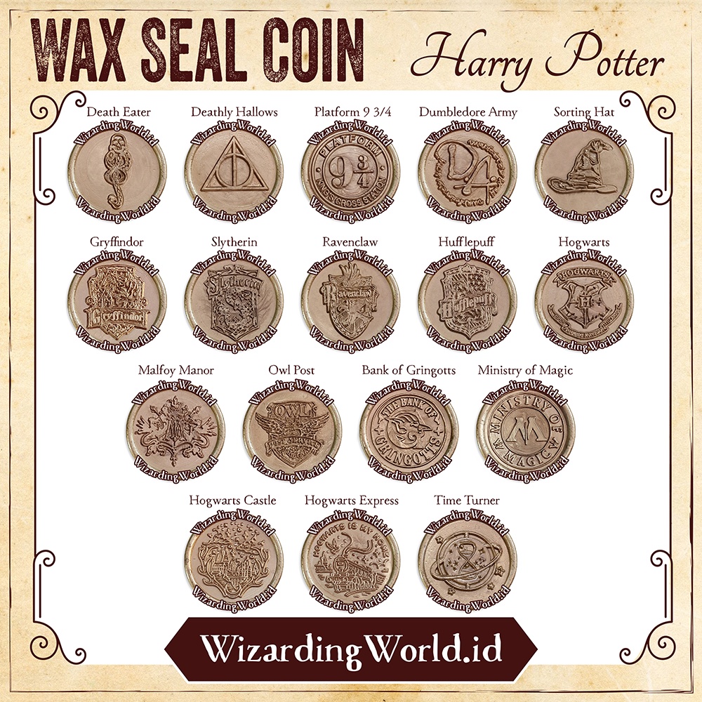 

Wax Seal Coin Koin Harry Potter Siap Pakai Tempel Surat Letter Stamp Stempel Custom Jadi