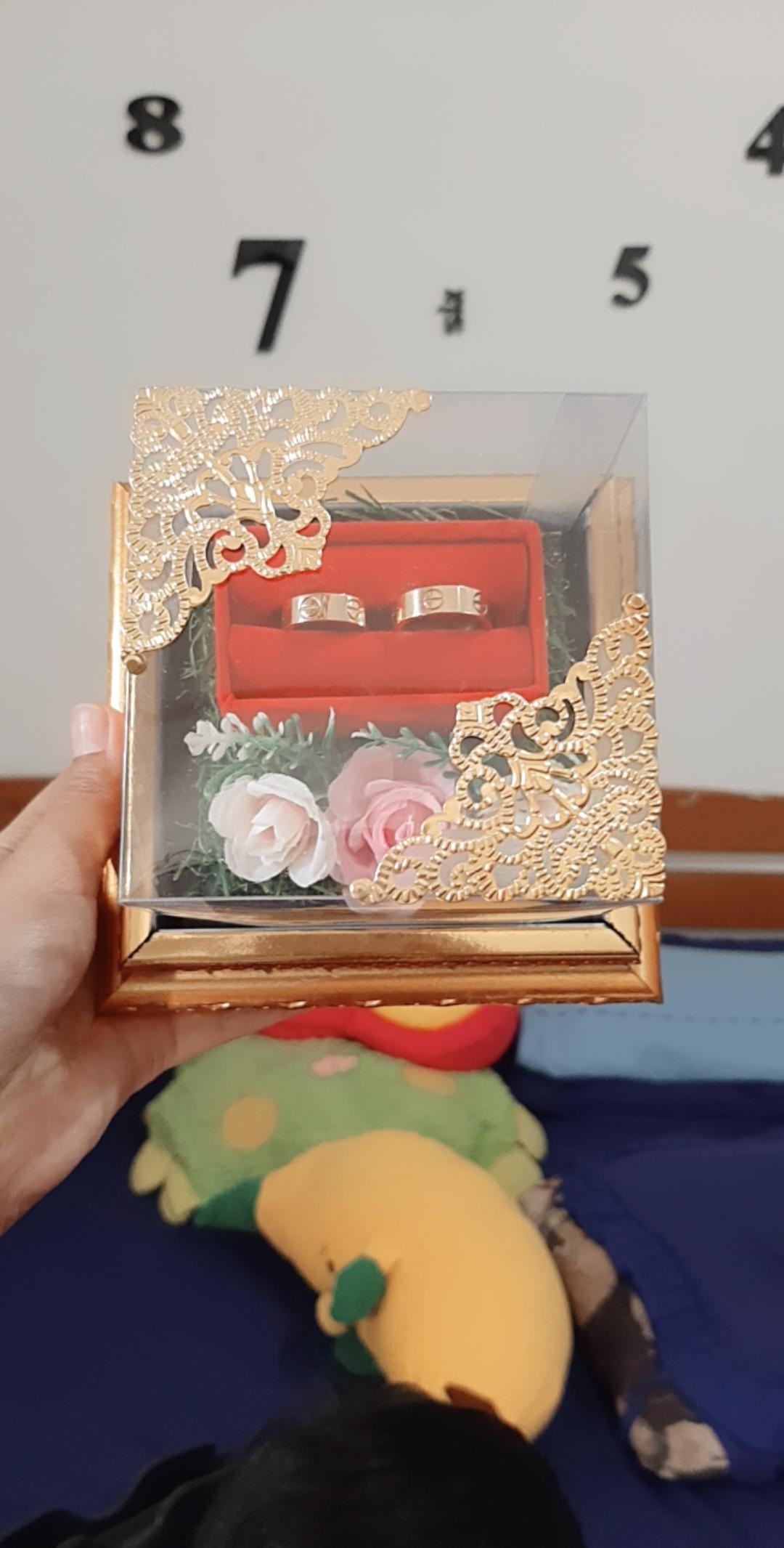 Tempat Cincin Ring Bearer Frame Ringbox Dengan Mika Rumput