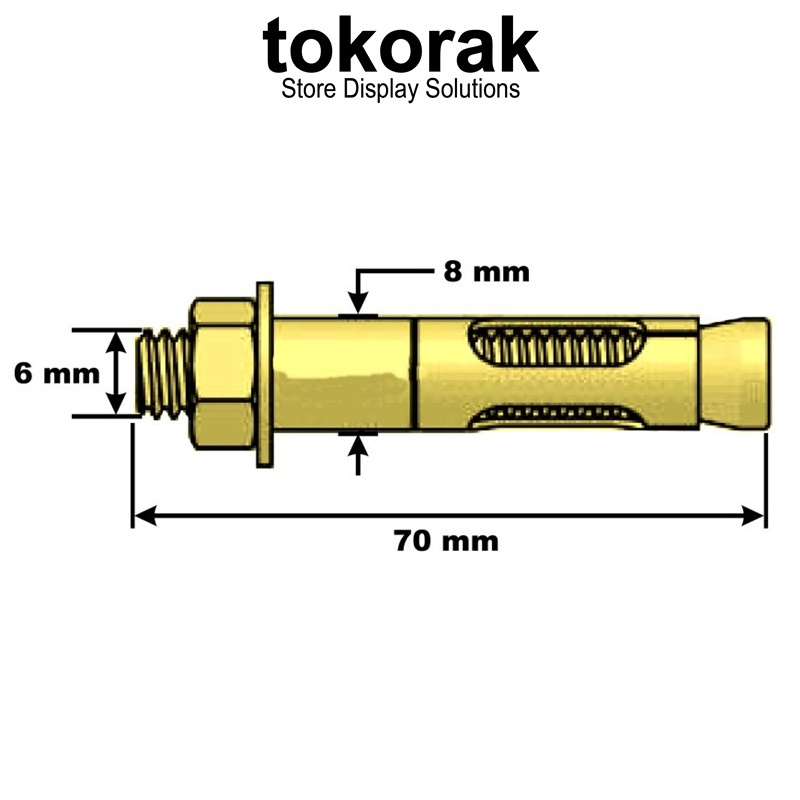 DYNABOLT 8 X 65 MM ANCHOR BAUT BETON - ANGKUR BOLT - DYNA DINABOLT