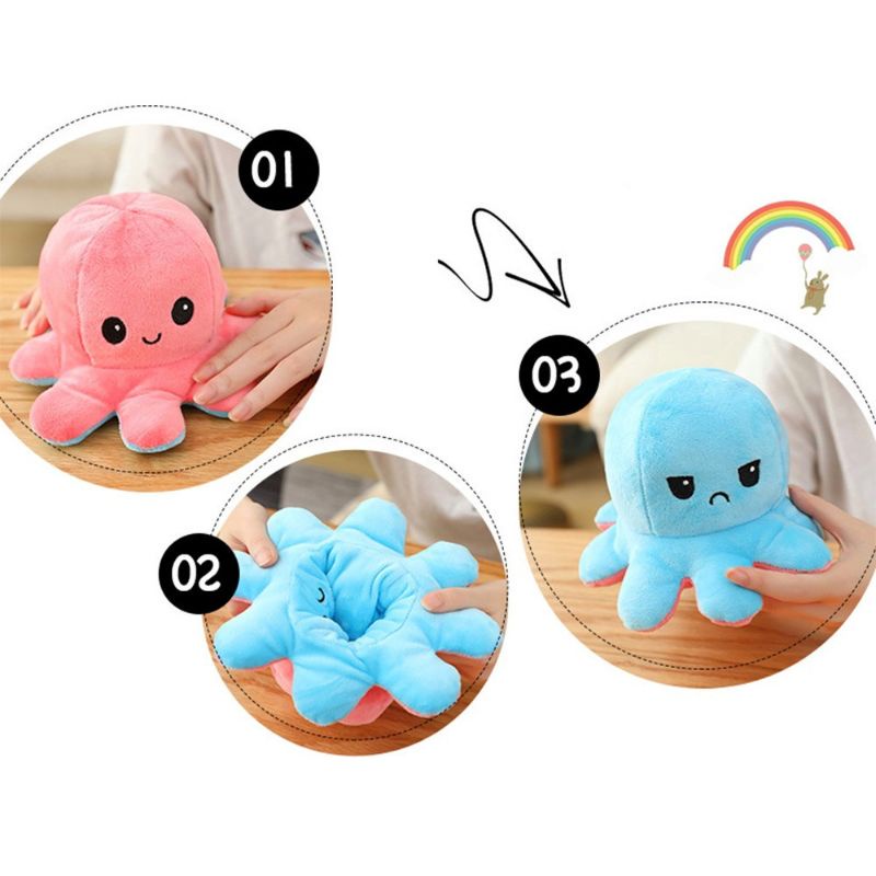 Mainan Boneka Gurita Bolak-Balik 20cm Boneka Cumi Octopus Doll Flip Flop