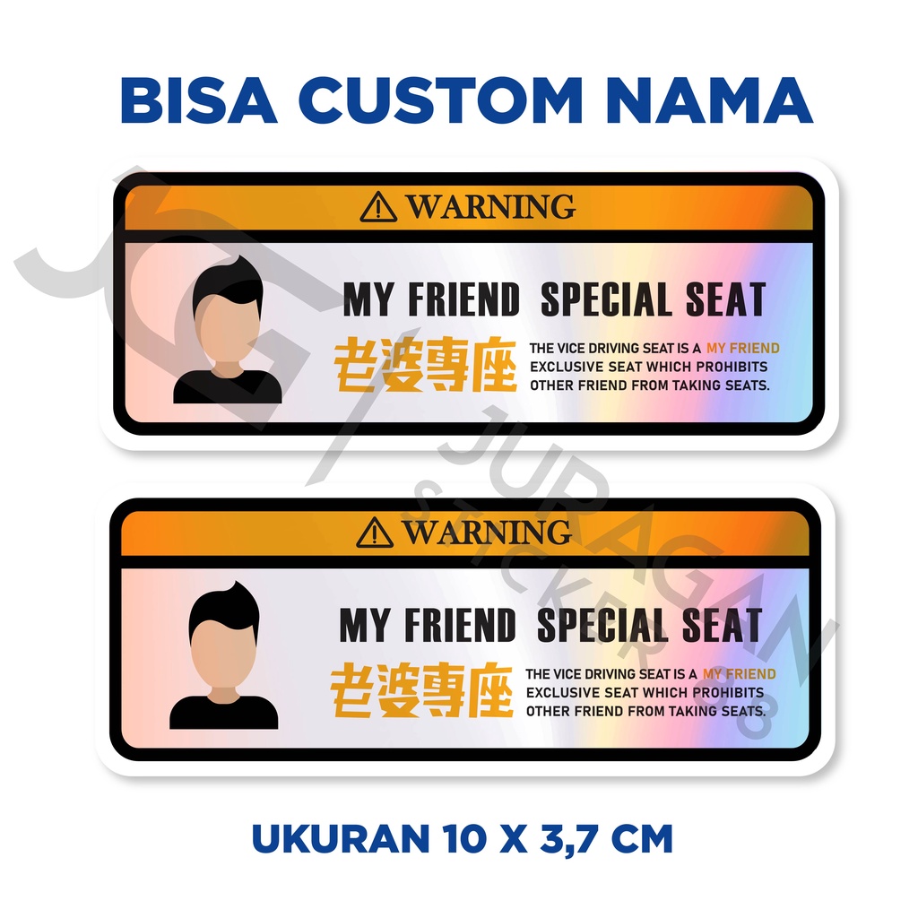 

Stiker special seat FRIEND Hologram/Pelangi bisa custom nama sendiri nama pacar TANPA MINIMAL ORDER