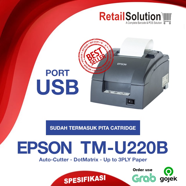 Printer Kasir POS DotMatrix Dot Matrix USB Auto Cutter - Epson TMU220B / TM-U220B / TMU220 B