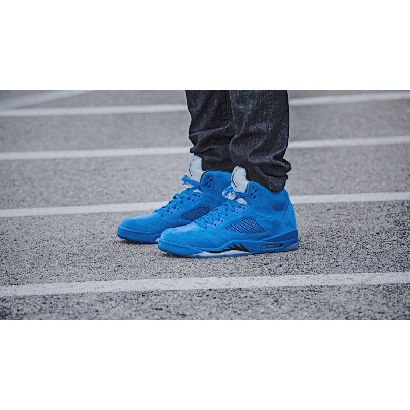 Nike Air Jordan 5 Retro Flight Suit Blue Suede - Size 42 43