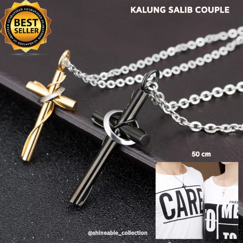Kalung salib titanium bisa couple