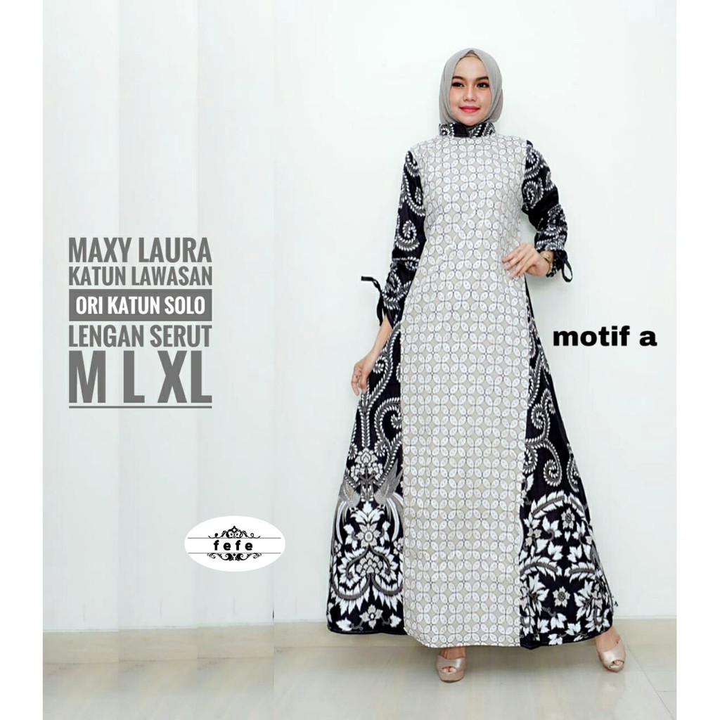 MODEL BAJU BATIK WANITA TERBARU | BAJU BATIK WANITA MODEL GAMIS KATUN ORI SOLO TERBARU MAXY LAURA