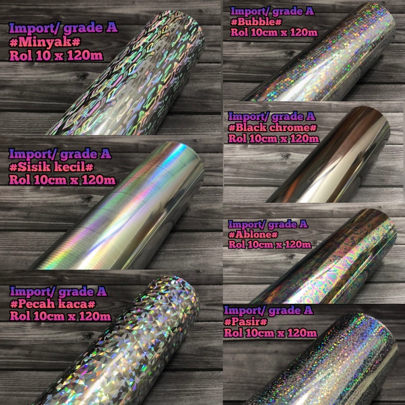 hologram hot stamping foil metal jig lure, IMPORT ORIGINAL, Rol 10cm x 120meter