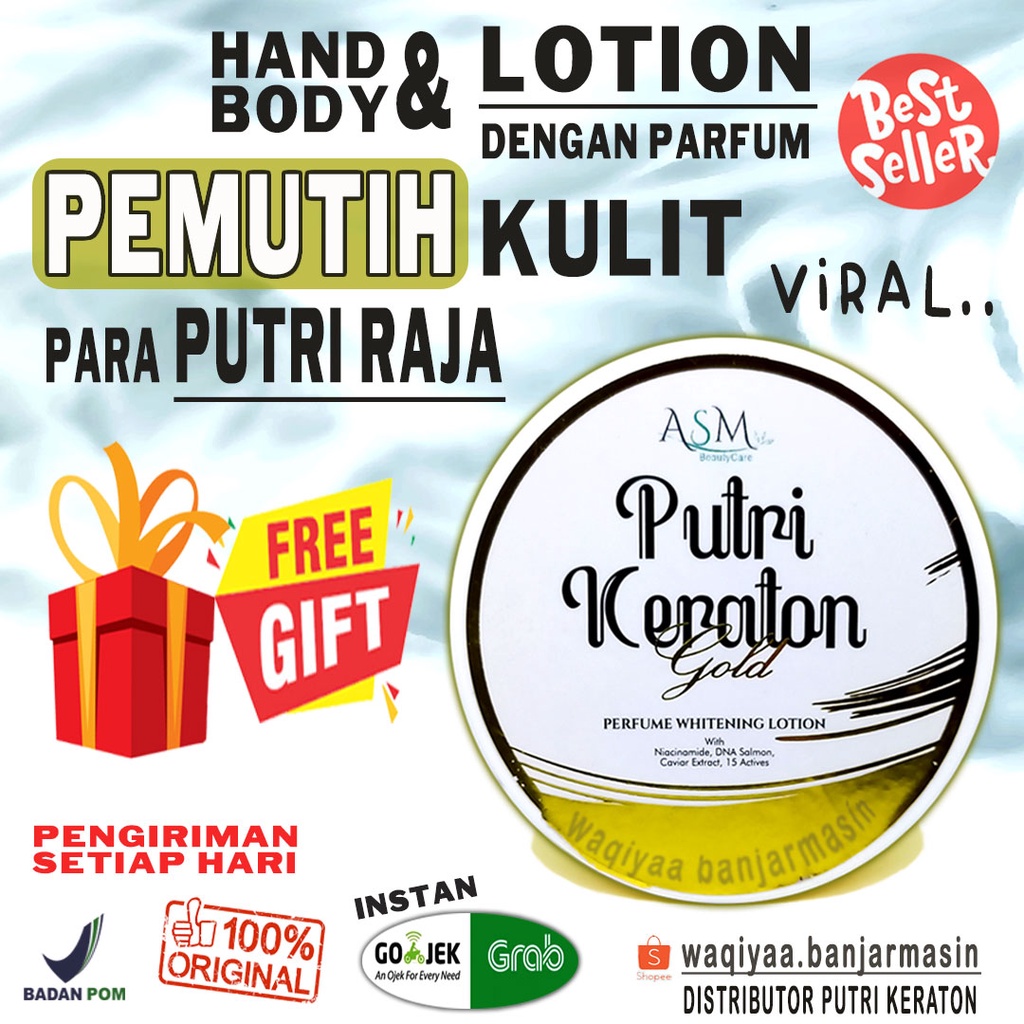 Putri Keraton Gold Hand & Body Lotion Parfum Handbody Pemutih Tubuh Whitening Pencerah Warna Kulit B