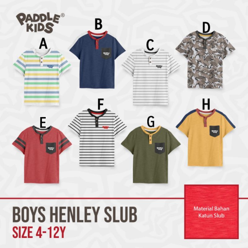 Kaos Henley PADDLEKIDS size Junior TSHIRT SLUB HENLEY PADDLE KIDS 4-12 T