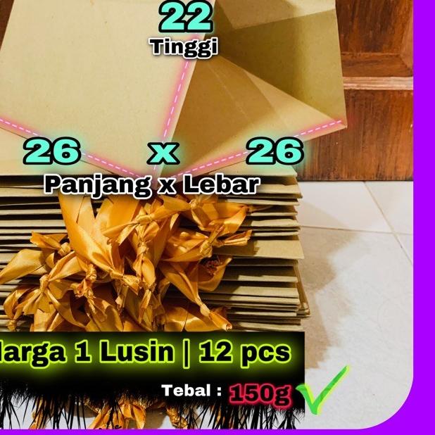 

❂ paper bag kotak polos BOX NASI KOTAK Bento 26x26x22 / Harga 1 LUSIN 12 pcs ❋