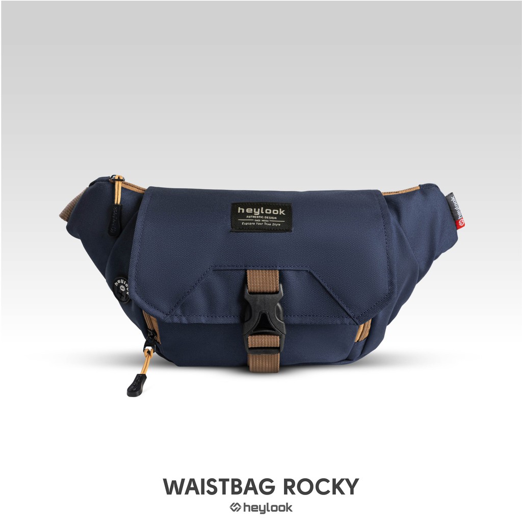 HEYLOOK Project - Tas Selempang Pria ROCKY Tas Distro Tas Slempang Murah Waistbag Cowo Tas Pinggang Laki Laki Shoulder Bag Crossbody Bag Sling Bag Cowok