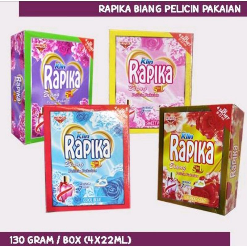 Soklin Rapika Biang 5in1 - Pelicin Pewangi Pakaian Box 4's x 22ml All Variant 4 sachet So Klin