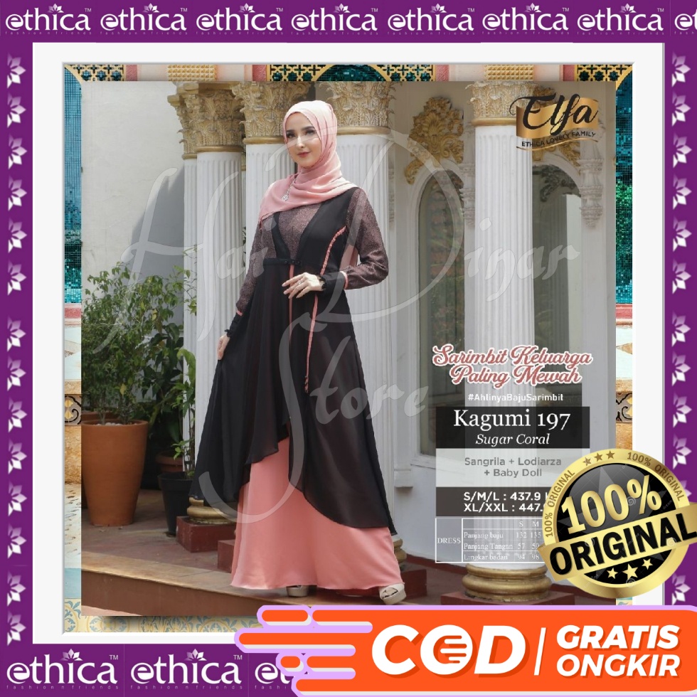 [Baru] Ethica Gamis Muslimah kagumi 197 Sugar Coral XL