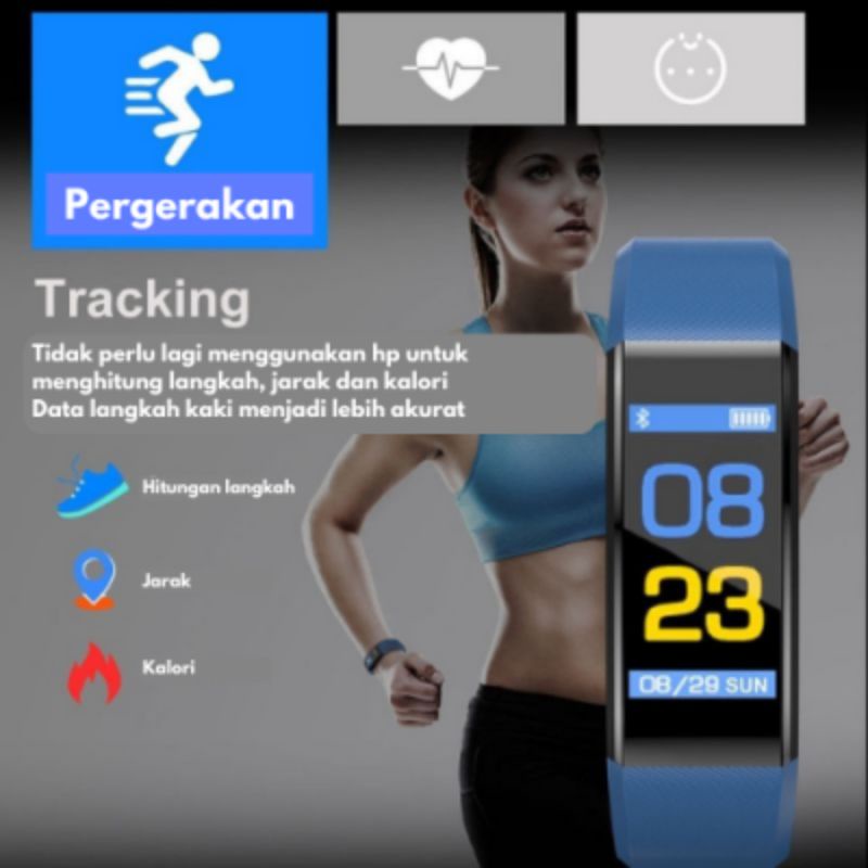 Smartwath Plus Jam Tangan Blue New Generation Detak Jantung Olahraga